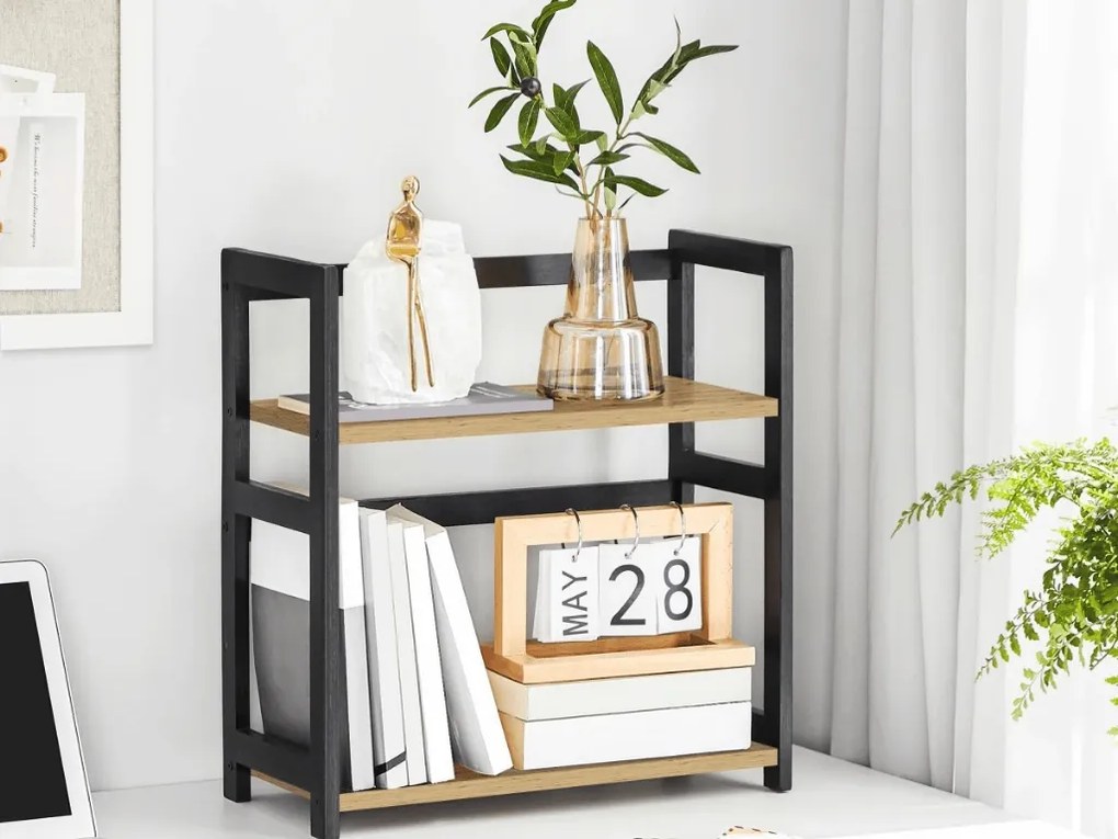 Półka na stół NORDEKO 41x41 cm, czarna / dąb artisan