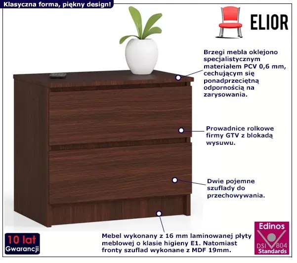 Klasyczna Komoda Z Szufladami Wenge D7-W79