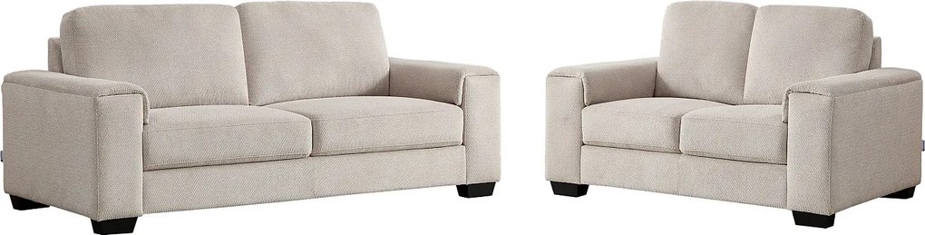 Kanapy 3-osobowa i 2-osobowa z teksturowanej tkaniny w kolorze beżowym EMBAPO