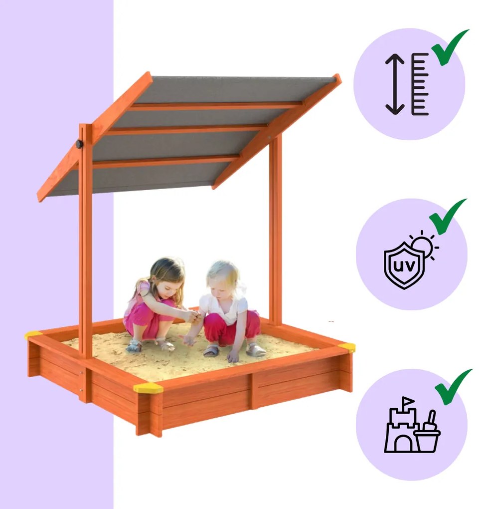 Piaskownica z baldachimem Sami, drewno świerkowe, 120x120x120cm Spielwerk