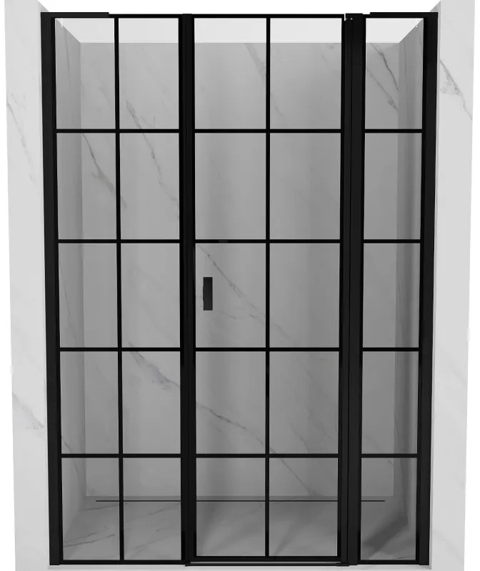 Mexen Mist L drzwi prysznicowe uchylne prawe 135 cm, czarna kratka, czarne - 8A4L-135-001-70-77-P