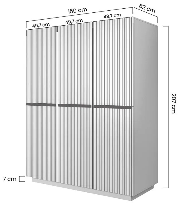 Szafa Nicole 150 cm z półkami i szufladami - biały mat / czarne uchwyty