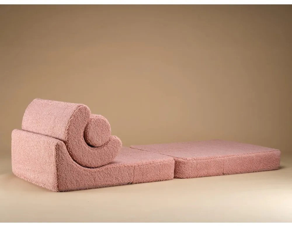 Różowy fotel dziecięcy z materiału bouclé Flipster – Wigiwama