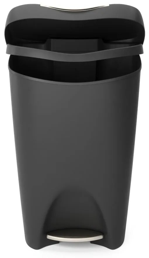 Czarny plastikowy kosz na śmieci z pedałem 50 l Brim – Umbra