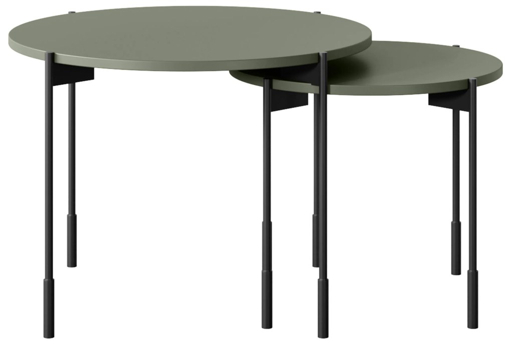 Stolik kawowy Sonatia 60 cm okrągły na metalowych nogach - oliwka
