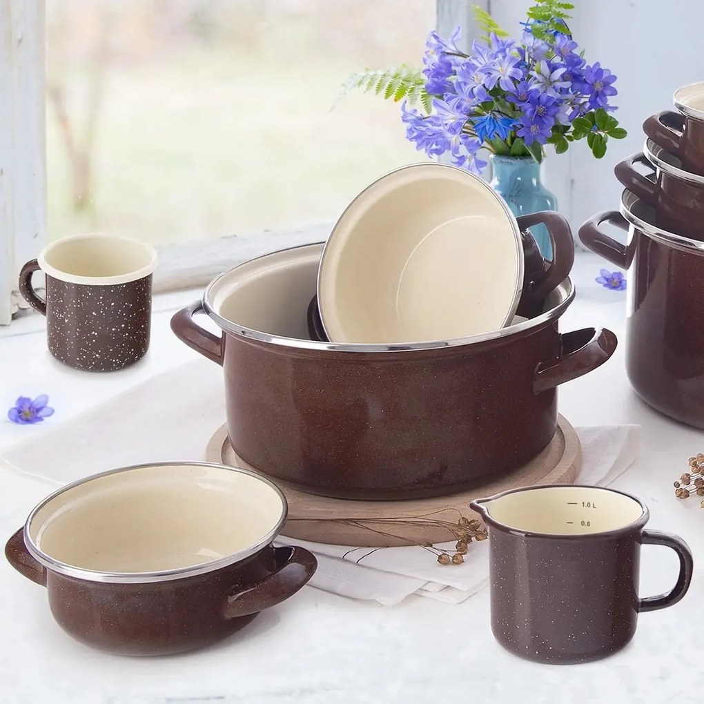 Orion Garnek emaliowany z obrzeżem Brown, 5 l, 5 l