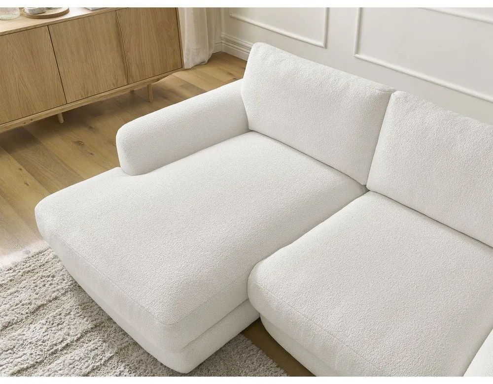 Biały narożnik z materiału bouclé (lewostronny/z szezlongiem) Leonore – Bobochic Paris
