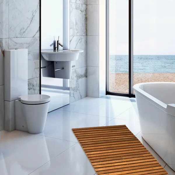 Mata łazienkowa LINE, drewno akacjowe 80x50x1cm, brązowa Casaria