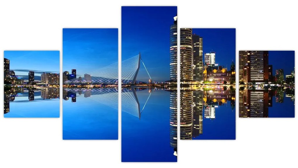 Zdjęcie - Rotterdam nocą (125x70 cm)