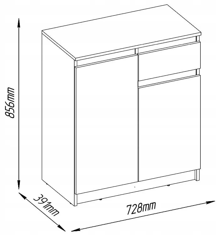 Komoda 2d 1s do sypialni garderoby salonu biały 73/86 cm