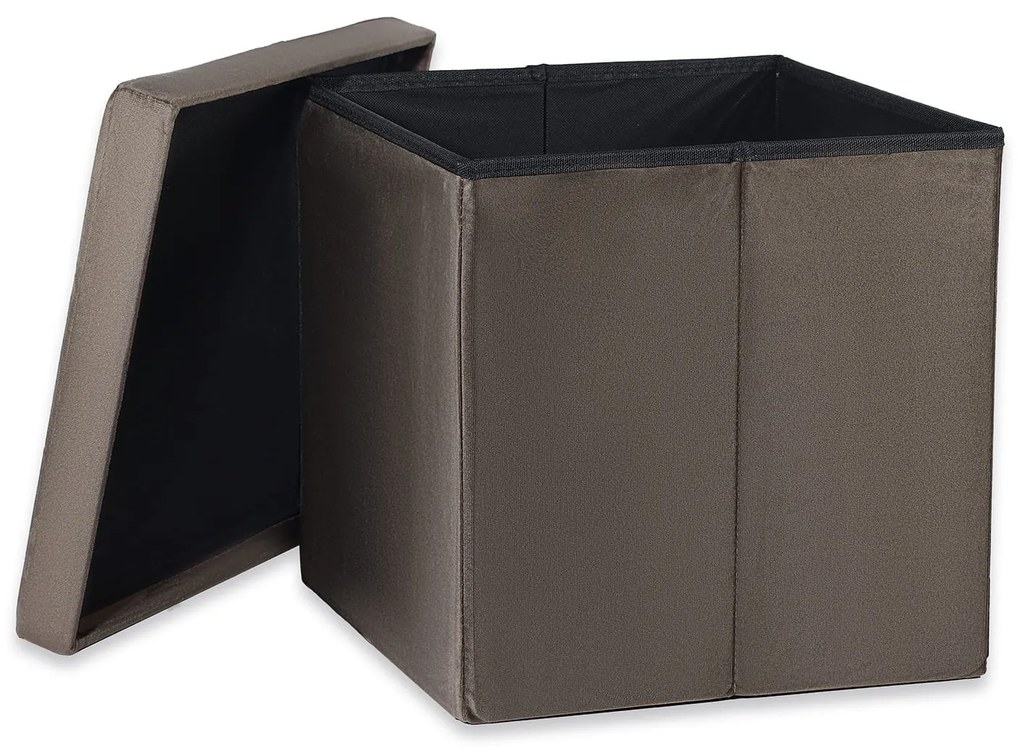 Brązowy składany taboret ZAREX VELVET L