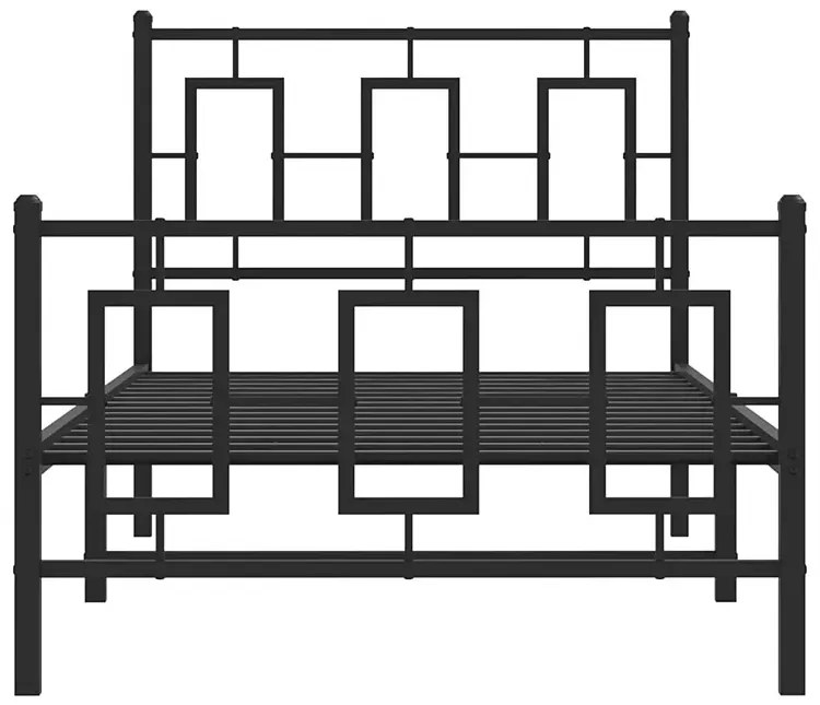 Czarne pojedyncze łózko metalowe 90x200 cm D2-F72