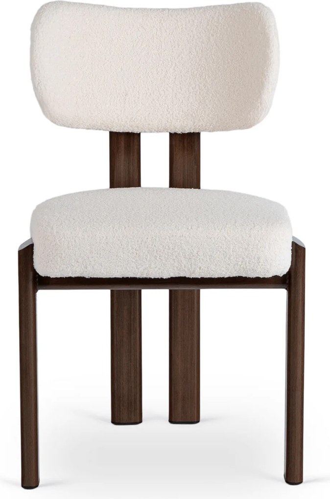 Krzesło Tapicerowane GRENADA Orzech/Kremowe Boucle Nowoczesne