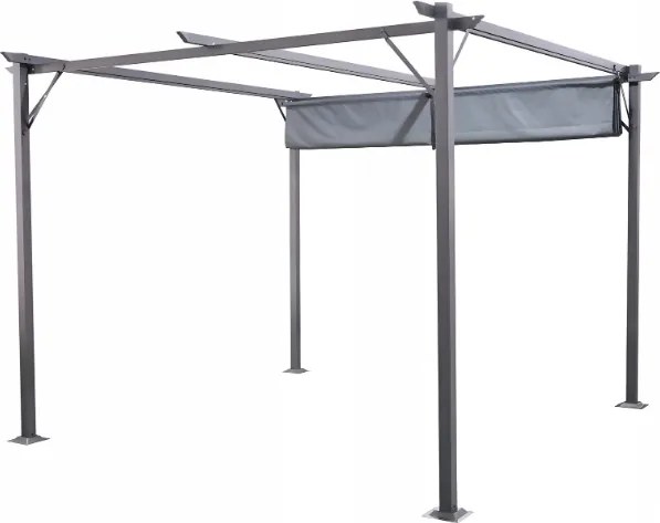 Pergola ogrodowa metalowa 3x4m z rozsuwanym dachem XT-3307B, grafitowa