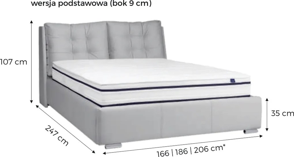 Tapicerowane łóżko z zagłówkiem i poduszkami Novio