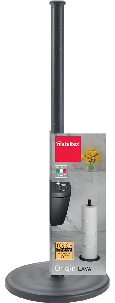 Stalowy stojak na papier toaletowy w kolorze matowej czerni Lava – Metaltex