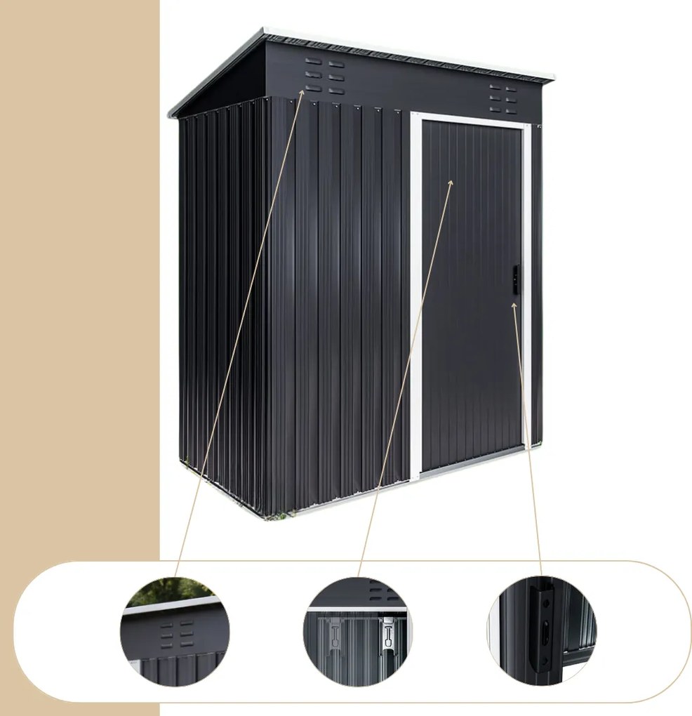 Domek narzędziowy M, 162x86x181 cm, antracytowy Jurhan