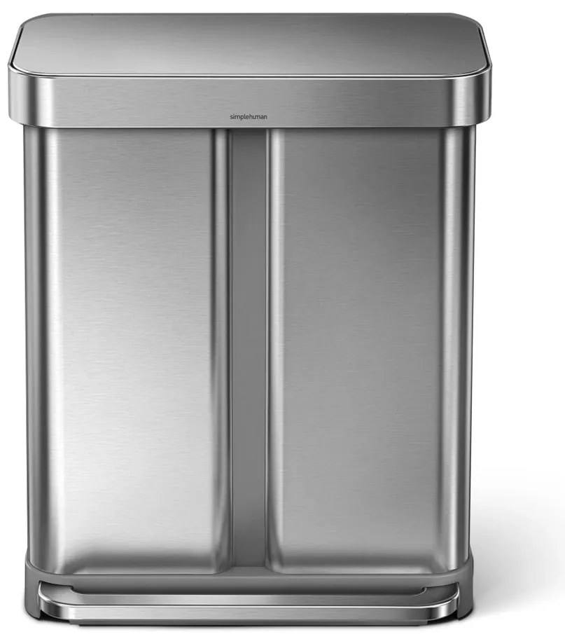 Simplehuman Kosz na śmieci z pedałem do segregacjiodpadów, 58 l, stal szczotkowana, FPP