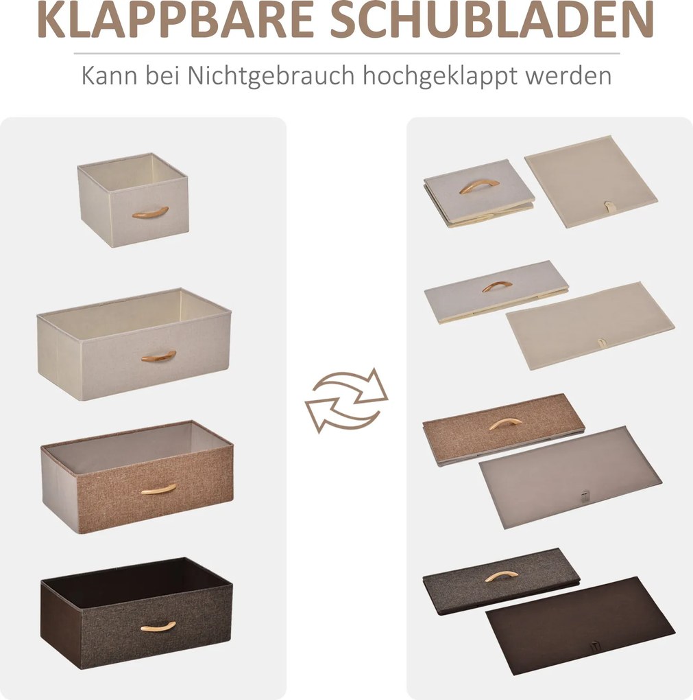 HOMCOM Komoda z 5 składanymi szufladami z tkaniny, półka, stabilna stalowa rama, 58 x 29 x 99 cm