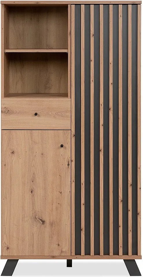 Komoda wysoka z 2 drzwiami, 2 półkami i 1 szufladą, wys. 156 cm - LUBLIN