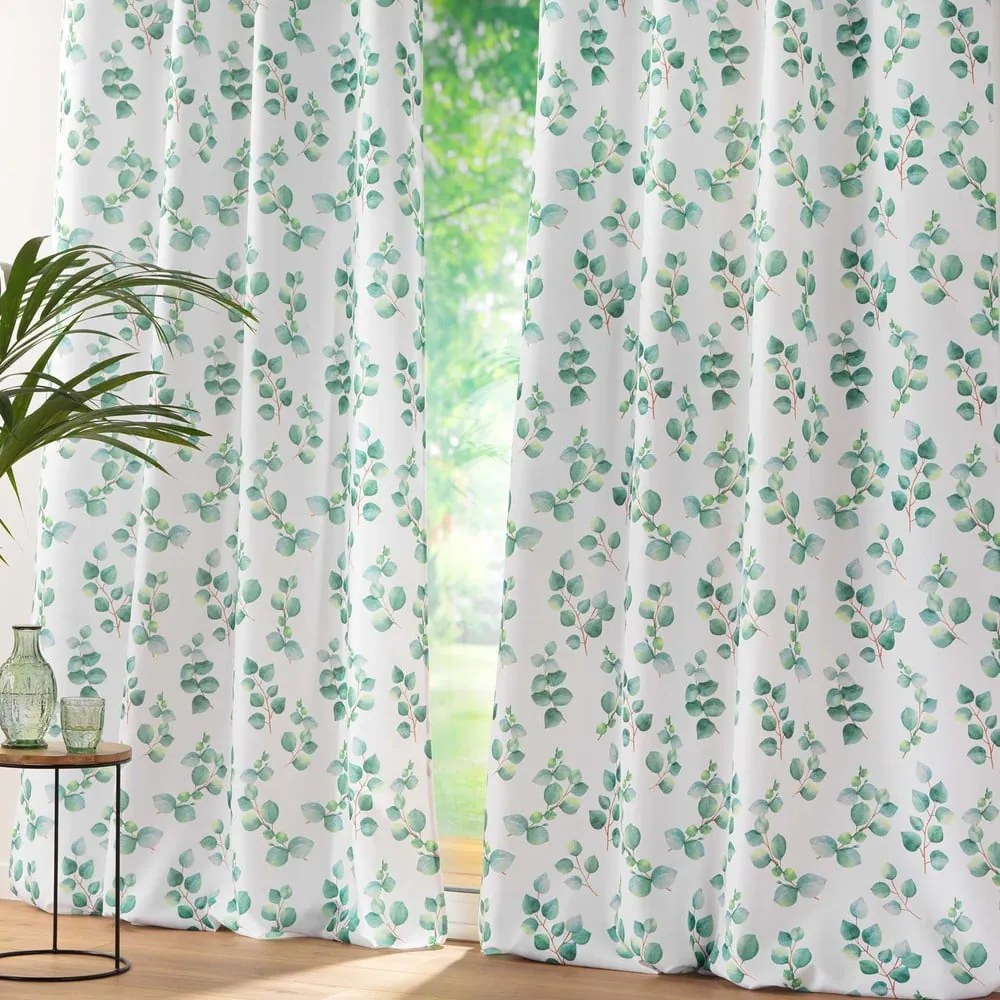 Biało-zielona zasłona 140x280 cm Leandre – douceur d'intérieur