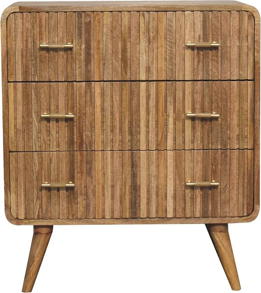 Komoda z rowkami i uchwytem w kształcie litery T Artisan Furniture, 3 szuflady, jasnobrązowa