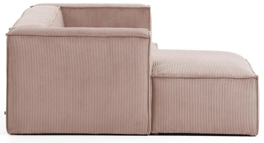 Jasnoróżowy sztruksowy narożnik (lewostronny) Blok – Kave Home