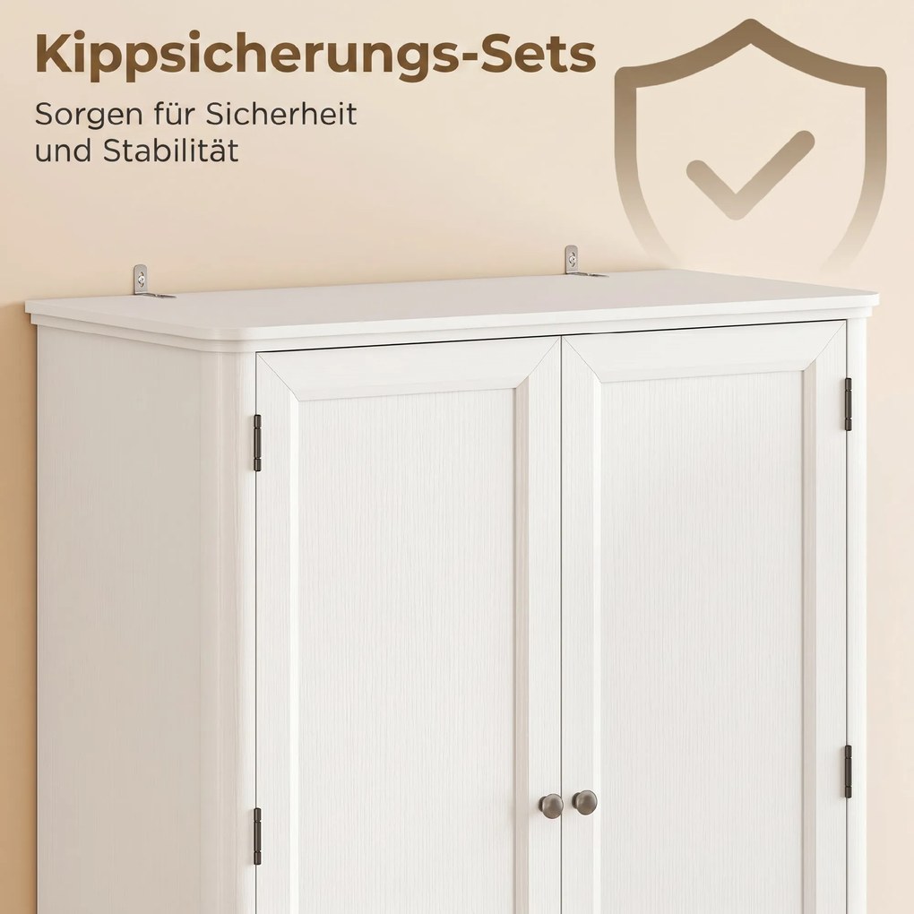 HOMCOM Szafka kuchenna z 4 drzwiami, szufladą i regulowanymi półkami do kuchni, 80 x 39,5 x 186,4 cm biały | Aosom PL
