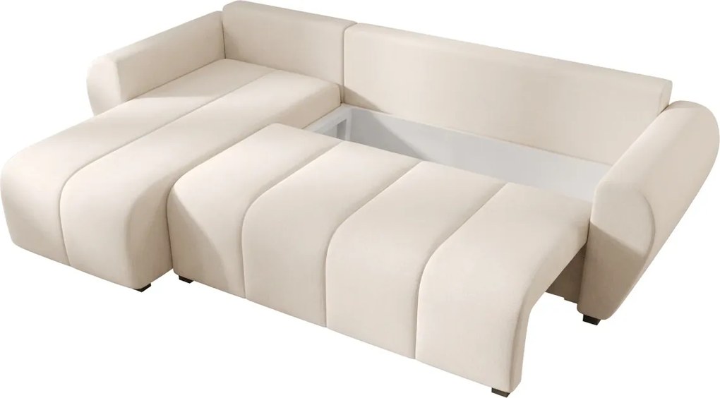 Rozkładana dwustronna sofa narożna do L SEVIO 246x145 cm, kremowa + 2 poduszki ZA DARMO