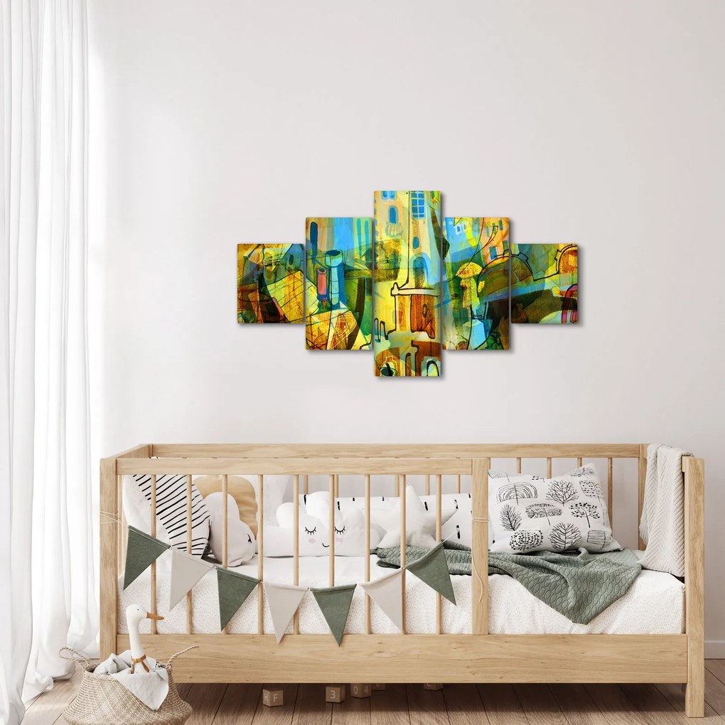 Obraz - Architektura, abstrakcja kubistyczna (125x70 cm)