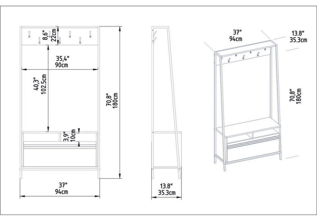 Wieszak z półką na buty Devin White