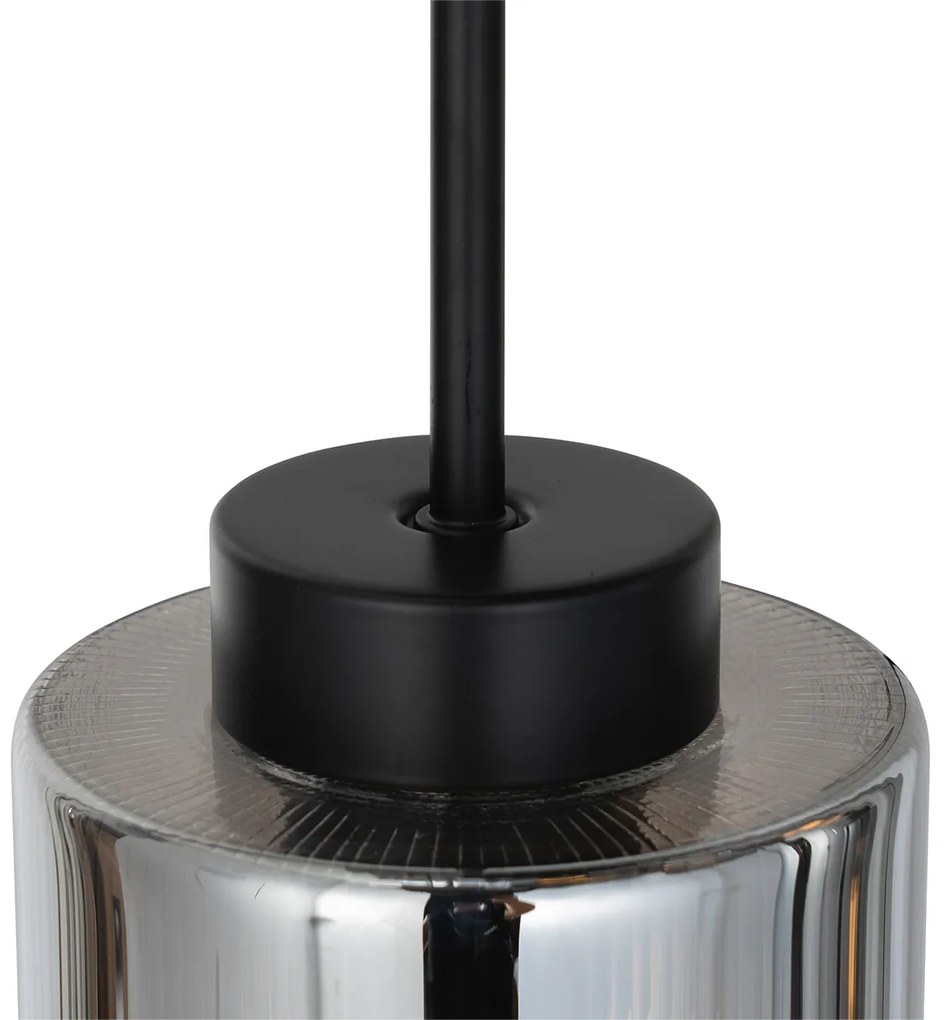 Lampa wisząca art deco czarna z przydymionym szkłem 7-świateł - Laura ArtDeco Oswietlenie wewnetrzne