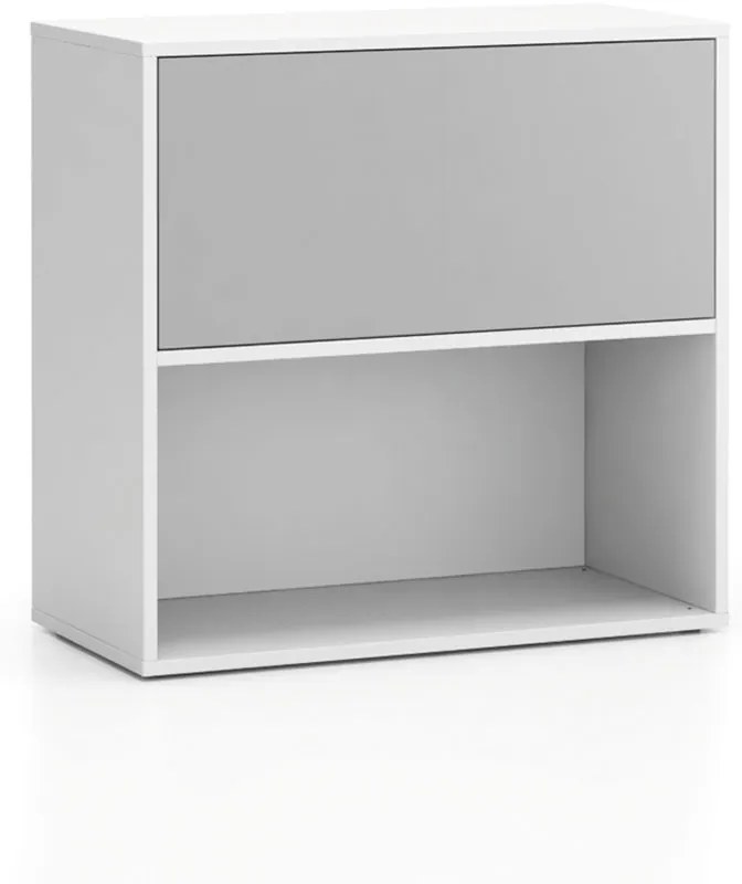 Regał biurowy LAYERS, niski, 1 schowek, 800 x 400 x 777, biały/szary