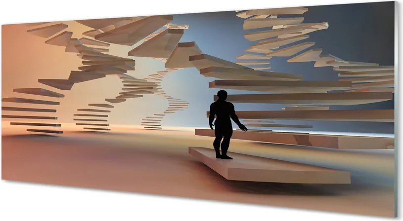 Panel szklany do Kuchni Przestrzenna Konstrukcja Schodów