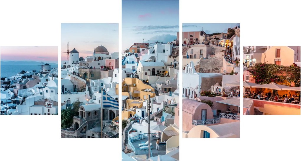 Obraz - Zmierzch na Santorini (125x70 cm)