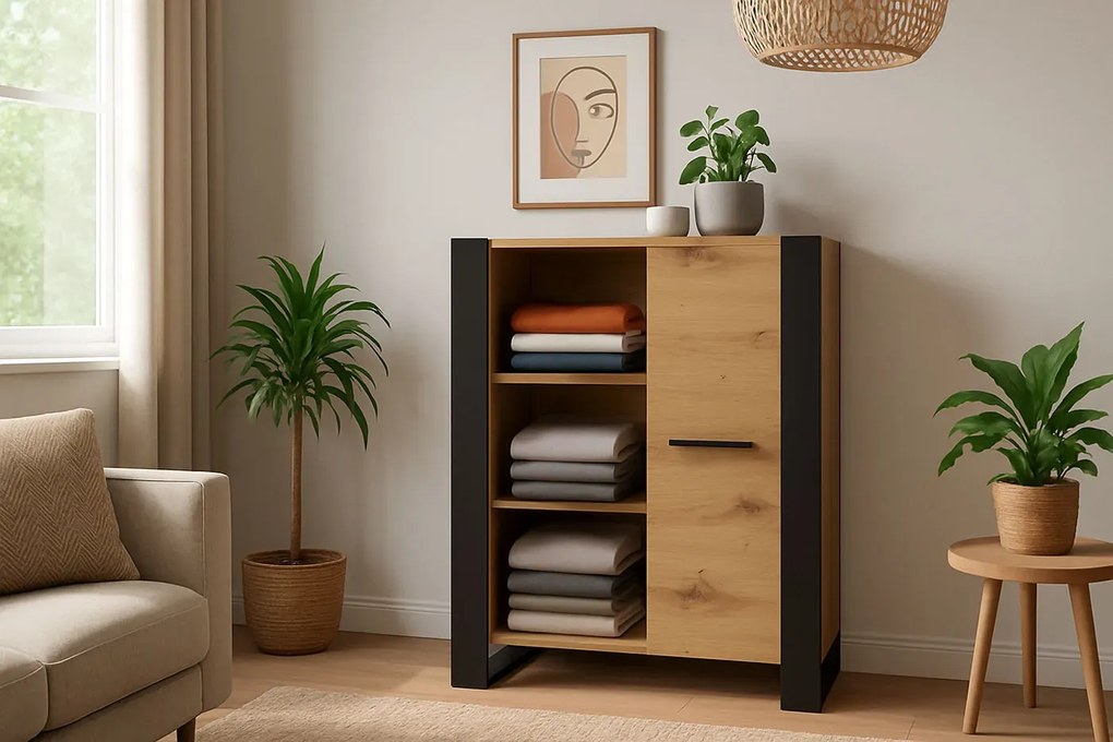 Nowoczesny regał na ubrania dąb artisan N1-G08