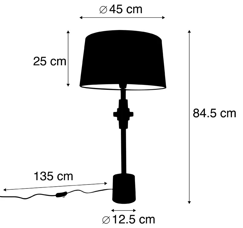Lampa stołowa w stylu art déco złota i czarna z abażurem z bawełny 45 cm - Diverso