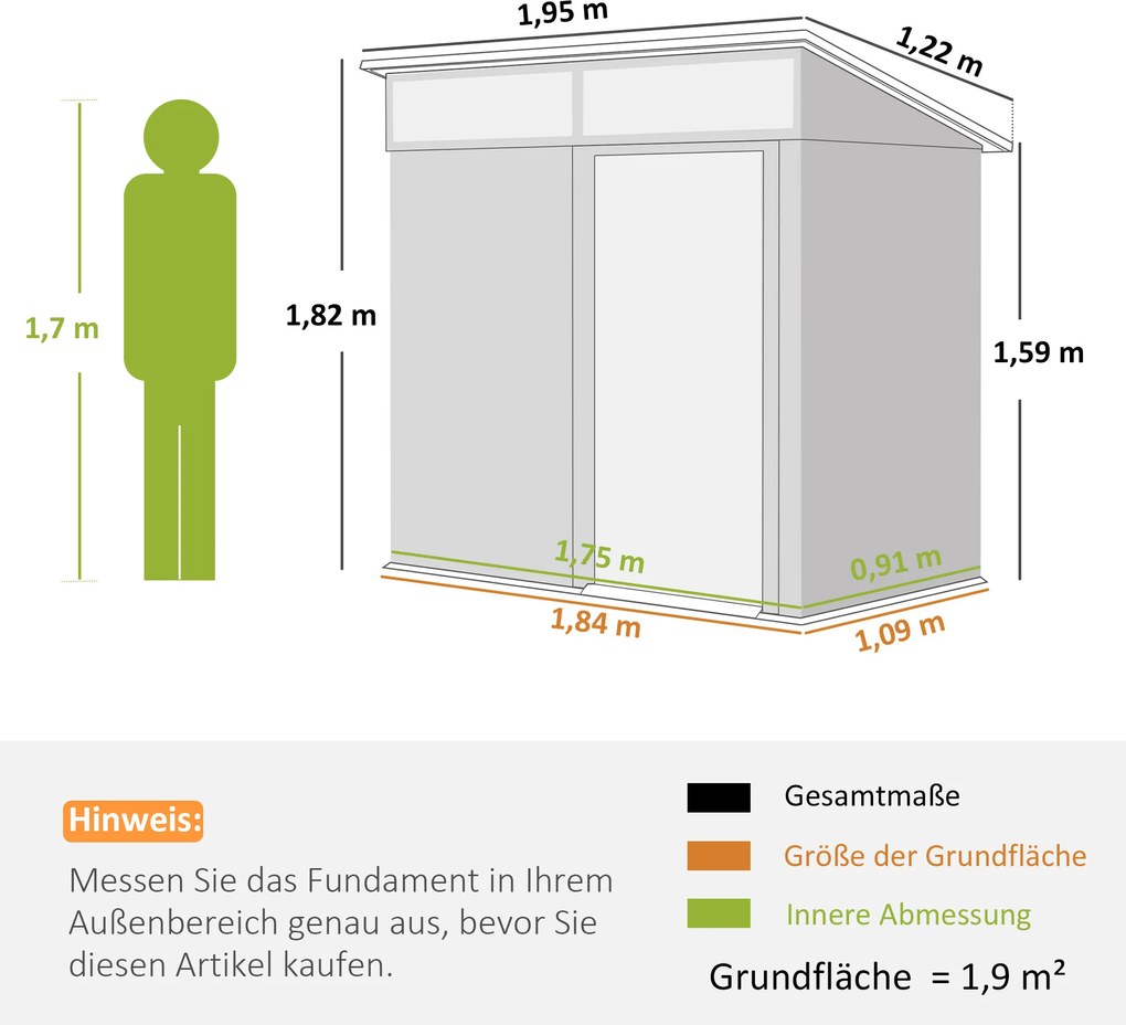 Outsunny Domek na Narzędzia z Oknami, Wentylacją, Drzwiami Przesuwnymi, Stal Wodoodporna, Odporny na Warunki Atmosferyczne, Ciemnoszary