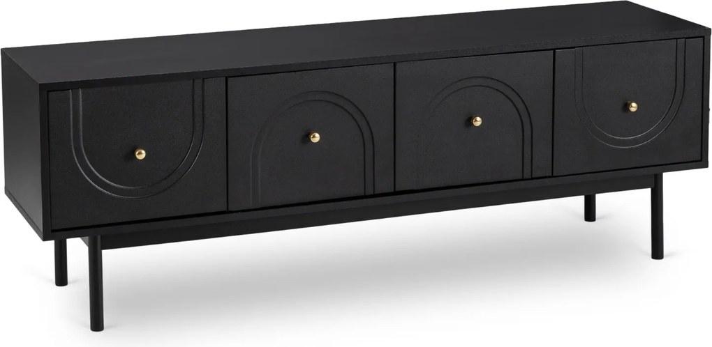 Szafka RTV w stylu glamour Marlen 155 cm, kolor czarny