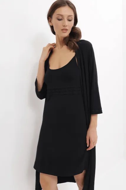 Koszula nocna damska ERICA ze szlafrokiem Różowy M