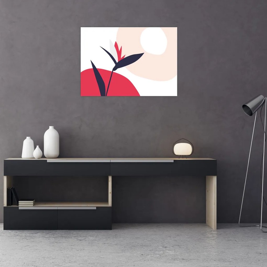 Obraz na szkle - Różowa abstrakcja kwiatowa N⁰1 (70x50 cm)