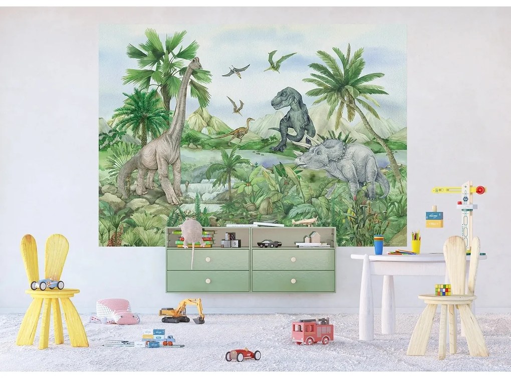 Fototapeta dla dzieci Colourful Dino 252 x 182 cm,4 części