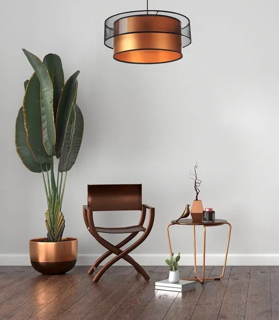 Miedziano-czarna lampa wisząca nad stół z siatką - 4X S421 R3-C25