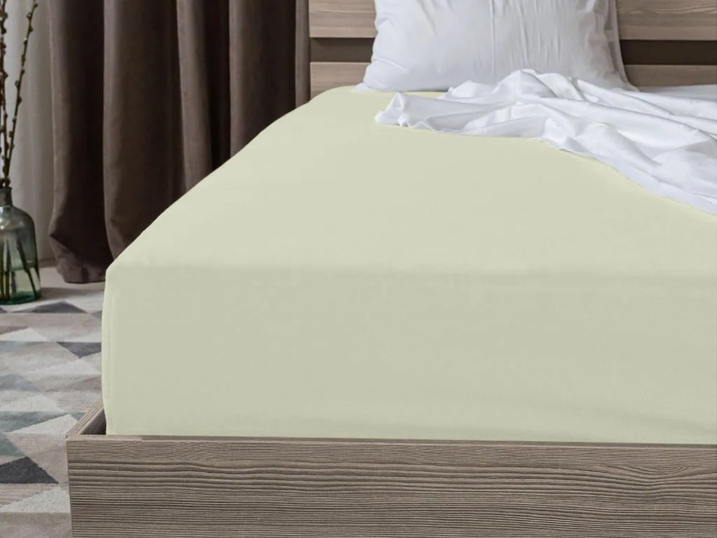 PrzytulneMieszkanie.pl Prześcieradło z dżerseju jasnokremowe 90 x 200 cm