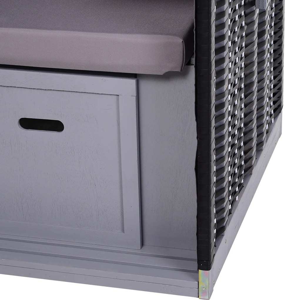 Outsunny Kosz plażowy pełna pozycja leżąca z pokrowcem uchwyty na napoje rattan z PE szary