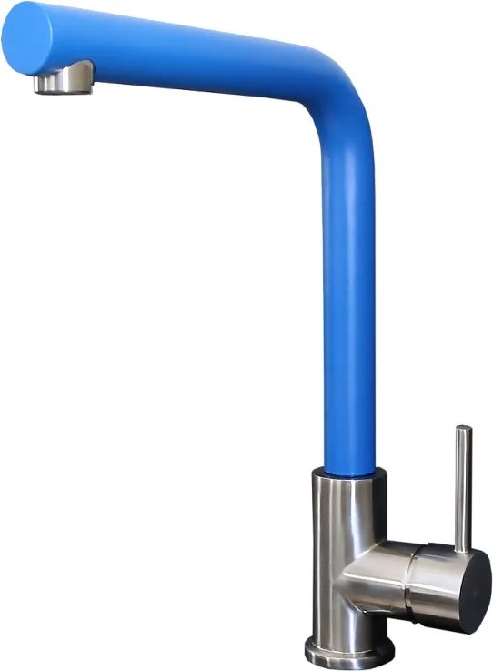 Esseloki bateria zlewozmywakowa ze stali nierdzewnej i niebieską wylewką - Essebagno