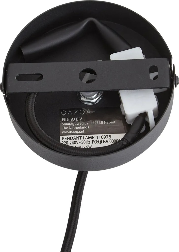 Designerska lampa wisząca czarna z zielonym szkłem - Kemner
