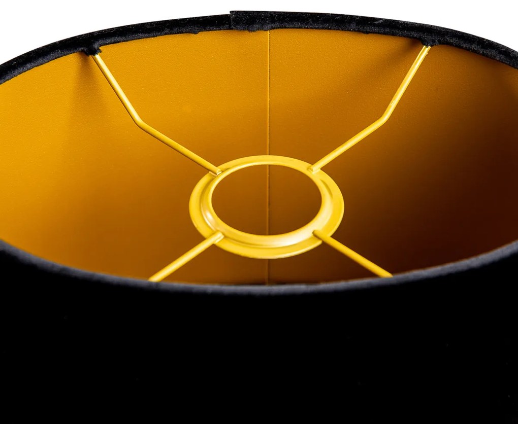 Welurowy abażur czarny owalny 25/16/15