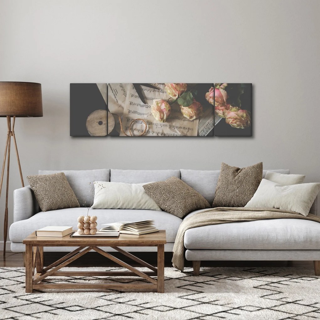 Obraz nut i róż (170x50 cm)