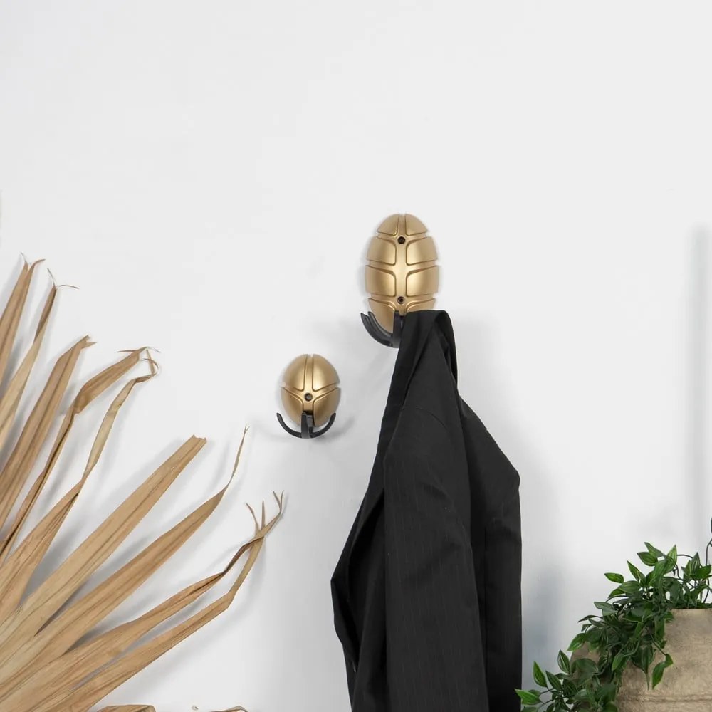 Czarny/w kolorze złota ścienny plastikowy haczyk Bug – Spinder Design